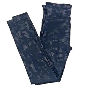 SPANX Leggings Women's M Matte Black & Faux Leather Look At Me Now Camo Shaping